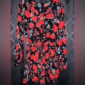 Amazon Women's Floral Dress - Black and Red